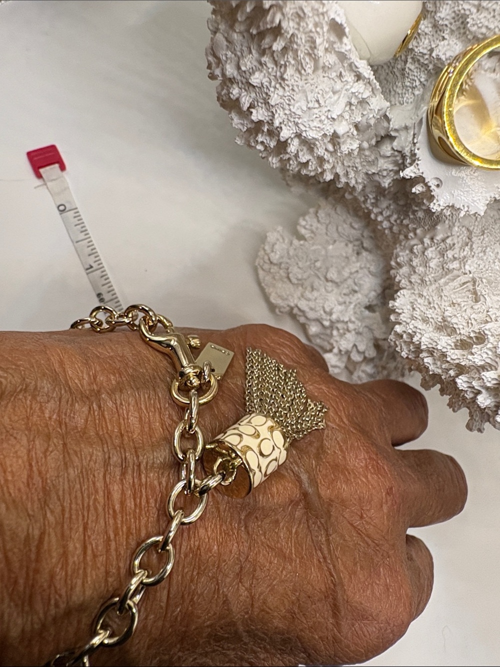 Coach Gold Chain Bracelet with Tassel Charm - Picture 5 of 6